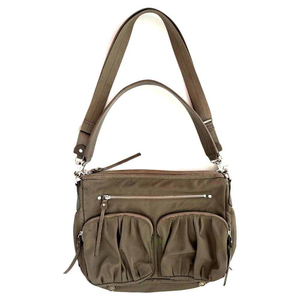 MZ Wallace Haley Shoulder Crossbody Messenger Bag Khaki-Green Bedford Nylon Nice